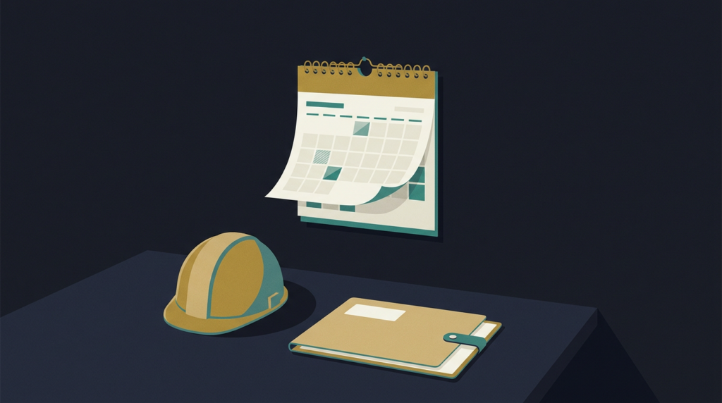 Calendar pages above a hard hat and claim folder - how long a workers comp settlement takes